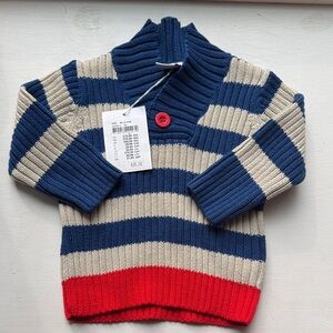 Polarn O. Pyret Blue and Red Striped Sweater